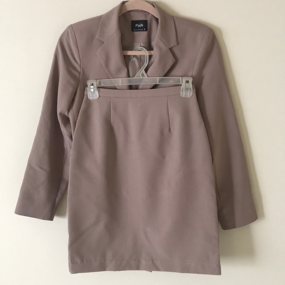 Taupe Blazer & Skirt set